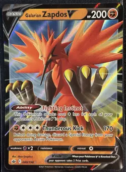 Galarian Zapdos V 080/198 - Sword & Shield: Chilling Reign Pokemon TCG - MP Card - Image 1