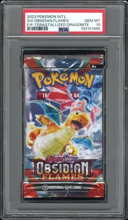2023 Pokemon S&V Obsidian Flames Booster Pack Dragonite Art PSA 10 Gem Mint - Image 1