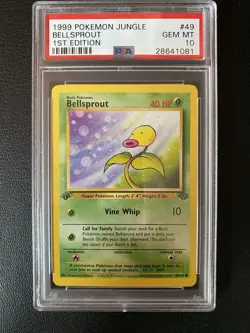 1999 POKEMON JUNGLE #49 Bellsprout GEM MT 1st edition Gem Mt PSA 10 - Image 1
