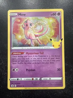 Pokemon TCG Mew Celebrations Holo Rare Card 011/025 - Image 1