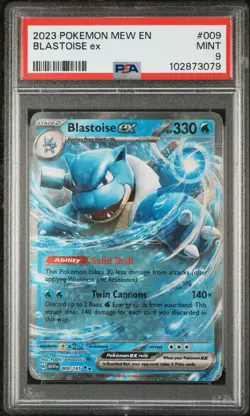 2023 Pokemon Blastoise ex 009/165 Sv: Scarlet & Violet 151 Holo PSA 9 Mint - Image 1