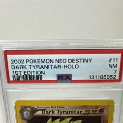 2002 Dark Tyranitar 11/105 Neo Destiny 1st Edition Holo Pokemon TCG Swirl PSA 7 - Image 2
