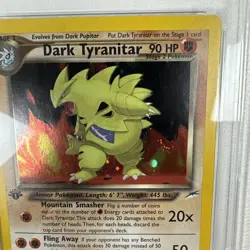 2002 Dark Tyranitar 11/105 Neo Destiny 1st Edition Holo Pokemon TCG Swirl PSA 7 - Image 4