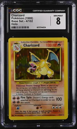CHARIZARD Base Set Holo Rare #4 CGC 8 Vintage Pokemon [Nostalgium] - Image 1