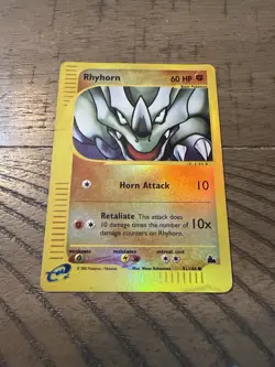 Rhyhorn 91/144 Reverse Holo Skyridge 2003 Pokemon Card WotC e-Reader MP/HP - Image 1