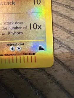 Rhyhorn 91/144 Reverse Holo Skyridge 2003 Pokemon Card WotC e-Reader MP/HP - Image 4