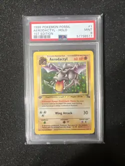 Pokemon PSA 9 1st Edition Fossil Aerodactyl Holo - Image 1