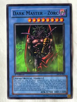 YUGIOH DARK MASTER -ZORC DCR-082 1ST EDITION HOLO NEVER PLAYED NM FIEND/RITUAL/E - Image 1