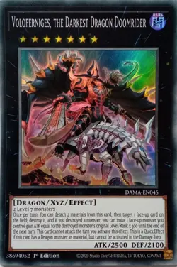 DAMA-EN045 VOLOFERNIGES, THE DARKEST DRAGON DOOMRIDER SUPER RARE 1ST ED YuGiOh - Image 1