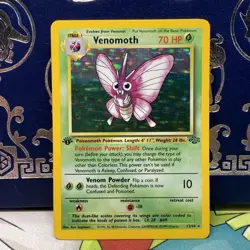 1999 Pokemon Venomoth Holo Rare 1st Edition Jungle 13/64 LP + Card - Image 1