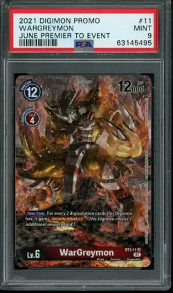 WarGreymon 2021 Digimon June Premier To Event Prize Card Set VERY RARE PSA 9 - Image 1