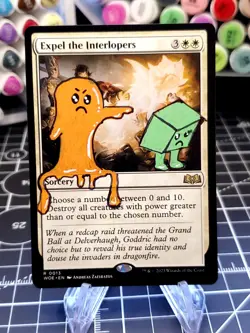 ALTERED Expel the Interlopers Hand Painted Silly art. MTG - Image 1