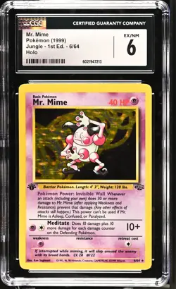 MR. MIME Jungle 1st Edition Holo Rare #6 CGC 6 Vintage Pokemon [Nostalgium] - Image 1