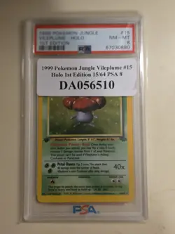 1999 Pokemon Jungle Vileplume #15 Holo 1st Edition 15/64 PSA 8 DA056510 - Image 1