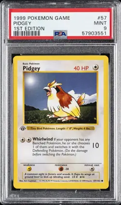 1999 POKEMON GAME 1ST ED #57 PIDGEY PSA 9 - Image 1