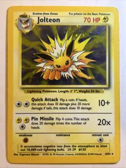 Jolteon 4/64 Jungle No Symbol Error Holo Rare 1999 Pokemon Misprint LP - Image 1