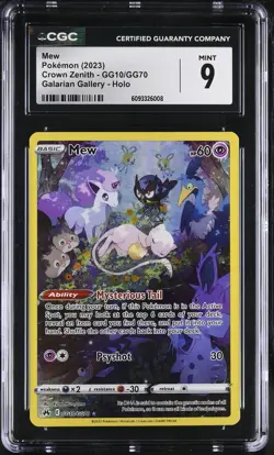 Mew GG10/GG70 Pokemon TCG 2023 Crown Zenith Ultra Rare Holo CGC Mint 9 - Image 1
