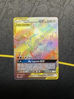 Moltres & Zapdos & Articuno GX 69/68 Rainbow Rare Hidden Fates Pokemon Card - Image 1