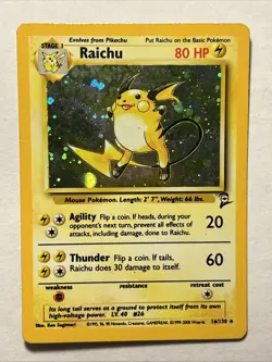 Raichu - #16/130 Base Set 2 Holo 2000 Pokemon TCG Rare Vintage Card WOTC MP - Image 1