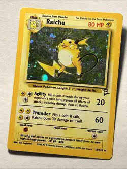 Raichu - #16/130 Base Set 2 Holo 2000 Pokemon TCG Rare Vintage Card WOTC MP - Image 3