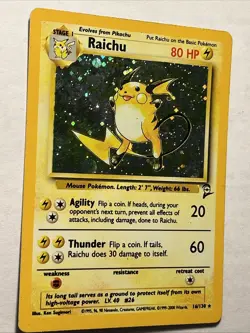 Raichu - #16/130 Base Set 2 Holo 2000 Pokemon TCG Rare Vintage Card WOTC MP - Image 4