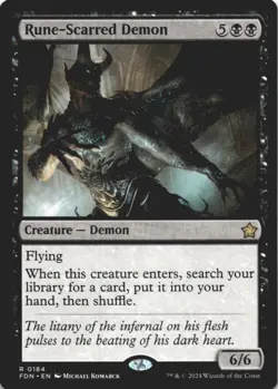 MTG Rune-Scarred Demon Normal NM Foundations Magic 184 - Image 1