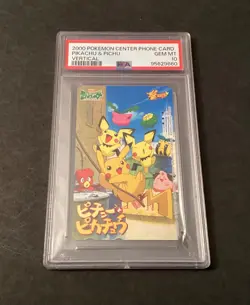 2000 Japanese Pokemon Center Phone Card Pikachu & Pichu - PSA 10 - Image 1