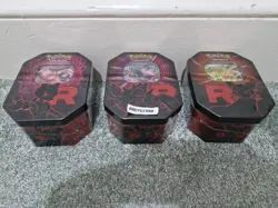 🔥POKEMON🔥SCARLET & VIOLET DESTINED RIVALS TEAM ROCKET TINS ART SET X3 SEALED - Image 2