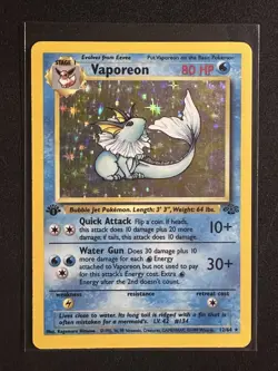 Vaporeon 12/64 1st Edition Holo Jungle Pokemon TCG LP - Image 1