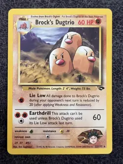 Brock's Dugtrio 22/132 Rare Gym Challenge Pokemon Card NM - Image 1