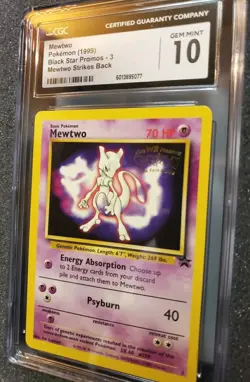 1999 Pokemon Mewtwo Black Star Promo #3 WB Movie Stamped WOTC CGC 10 Gem Mint - Image 3