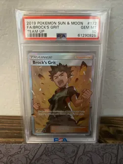 PSA 10 Brocks Grit 172/181 Team Up Full Art 2019 Sun & Moon Pokemon - Image 1