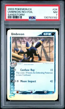 2003 Pokemon EX Sandstorm Umbreon Reverse Foil #24 PSA 7 - Image 1