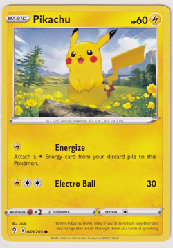 Pokemon TCG Pikachu Evolving Skies 049/203 Regular Common - Image 1