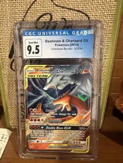 Pokemon TCG Reshiram & Charizard GX Tag Team Cgc 9.5 Blue Label - Image 1