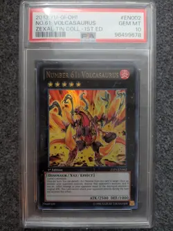YUGIOH NUMBER 61: VOLCASAURUS ULTRA RARE 1ST EDITION#ZTIN-EN002 PSA 10 GEM MINT - Image 1