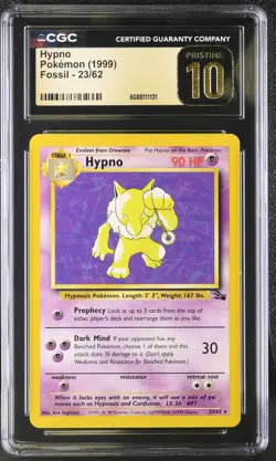 CGC 10 PRISTINE Hypno 1999 Fossil 23/62 Pokemon Card - Image 1
