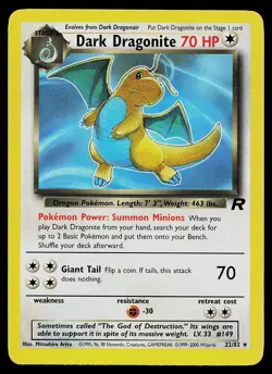 Pokemon Card - Dark Dragonite Team Rocket 22/82 Non Holo Rare - Image 1