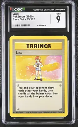 CGC 9 MINT Lass 1999 Base Set 75/102 Pokemon Card - Image 1
