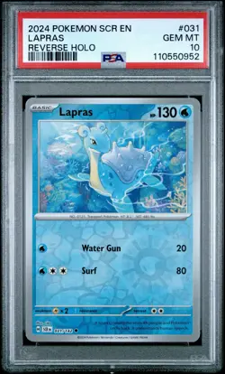 Pokemon Lapras SCR EN 031/142 SV07: Stellar Crown Reverse Holo PSA 10 Gem Mint - Image 1