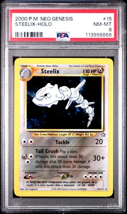 2000 POKEMON NEO GENESIS #15 STEELIX-HOLO PSA 8 - Image 1