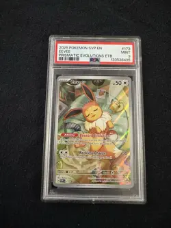 Pokemon 2025 SVP EN Black Star Eevee #173 Prismatic Evolutions ETB PSA 9 Mint - Image 1