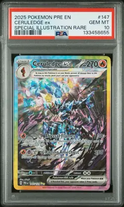 2025 Pokemon Prismatic Evolutions Ceruledge EX Special Illustration Rare PSA 10 - Image 1