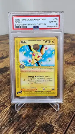 2002 Pokemon Expedition Pichu e-Reader Demo Glossy Back #58 PSA 8 LOW POP - Image 1