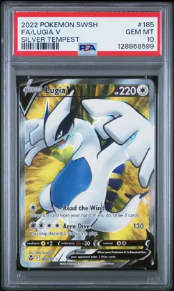 2022 POKEMON SWORD & SHIELD SILVER TEMPEST #185 FULL ART/LUGIA V PSA 10 - Image 1