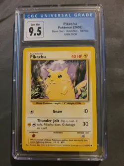 Pikachu Pokemon 2000 Base Set Yellow Cheeks Cgc 9.5 Fresh Grade Now Psa 10 - Image 1
