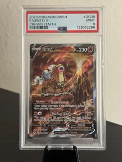 2023 POKEMON SWORD AND SHIELD CROWN ZENITH GG36 FULL ART/ENTEI V PSA 9 - Image 1