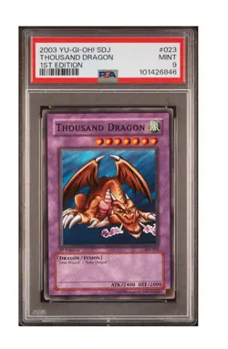PSA 9 Mint 2003 YU-GI-OH! STARTER DECK: JOEY #023 THOUSAND DRAGON 1ST EDITION - Image 1