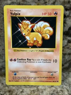 Pokemon TCG Vulpix Base Set 68/102 Regular Unlimited Common Shadowless Card - Image 1