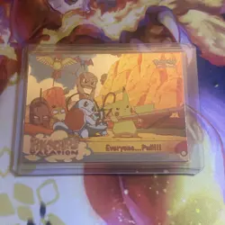 Pokemon 1999 Topps Movie Card #52 “Everyone.Pull!!!” HOLO FOIL black Logo - Image 1